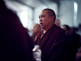 Day three in Dhagpo 2019: Thaye Dorje, His Holiness the 17th Gyalwa Karmapa, on the final day of his visit to Dhagpo Kagyu Ling. Photo / Tokpa Korlo