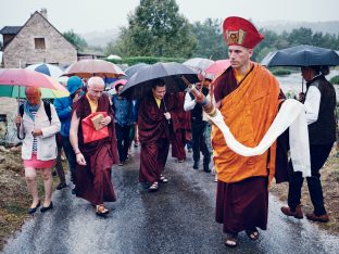 Day three in Dhagpo 2019: Thaye Dorje, His Holiness the 17th Gyalwa Karmapa, on the final day of his visit to Dhagpo Kagyu Ling. Photo / Tokpa Korlo