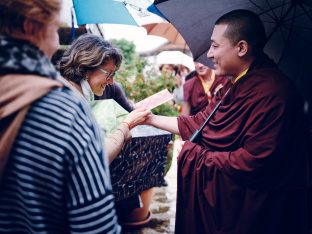 Day three in Dhagpo 2019: Thaye Dorje, His Holiness the 17th Gyalwa Karmapa, on the final day of his visit to Dhagpo Kagyu Ling. Photo / Tokpa Korlo