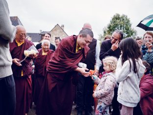 Day three in Dhagpo 2019: Thaye Dorje, His Holiness the 17th Gyalwa Karmapa, on the final day of his visit to Dhagpo Kagyu Ling. Photo / Tokpa Korlo