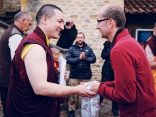 Day three in Dhagpo 2019: Thaye Dorje, His Holiness the 17th Gyalwa Karmapa, on the final day of his visit to Dhagpo Kagyu Ling. Photo / Tokpa Korlo