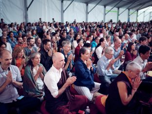 Day three in Dhagpo 2019: Thaye Dorje, His Holiness the 17th Gyalwa Karmapa, on the final day of his visit to Dhagpo Kagyu Ling. Photo / Tokpa Korlo