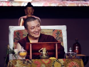 Day three in Dhagpo 2019: Thaye Dorje, His Holiness the 17th Gyalwa Karmapa, on the final day of his visit to Dhagpo Kagyu Ling. Photo / Tokpa Korlo