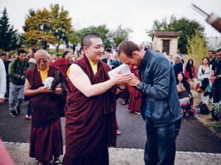 Day three in Dhagpo 2019: Thaye Dorje, His Holiness the 17th Gyalwa Karmapa, on the final day of his visit to Dhagpo Kagyu Ling. Photo / Tokpa Korlo