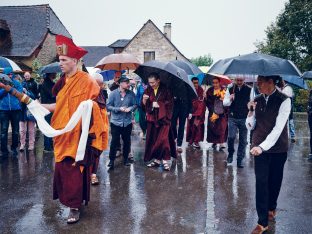 Day three in Dhagpo 2019: Thaye Dorje, His Holiness the 17th Gyalwa Karmapa, on the final day of his visit to Dhagpo Kagyu Ling. Photo / Tokpa Korlo