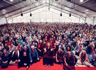 Day three in Dhagpo 2019: Thaye Dorje, His Holiness the 17th Gyalwa Karmapa, on the final day of his visit to Dhagpo Kagyu Ling. Photo / Tokpa Korlo