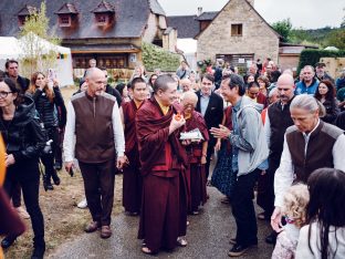 Day three in Dhagpo 2019: Thaye Dorje, His Holiness the 17th Gyalwa Karmapa, on the final day of his visit to Dhagpo Kagyu Ling. Photo / Tokpa Korlo