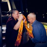 Thaye Dorje, His Holiness the 17th Gyalwa Karmapa, Sangyumla and their son Thugseyla arrive at the Europe Center in Germany. Photo / Tokpa Korlo