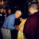 Thaye Dorje, His Holiness the 17th Gyalwa Karmapa, Sangyumla and their son Thugseyla arrive at the Europe Center in Germany. Photo / Tokpa Korlo