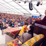 Traditional welcome ceremony for Thaye Dorje, His Holiness the 17th Gyalwa Karmapa, and Thugseyla at the Europe Center in Germany. Photo / Tokpa Korlo