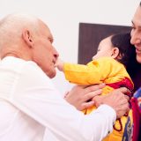 Traditional welcome ceremony for Thaye Dorje, His Holiness the 17th Gyalwa Karmapa, and Thugseyla at the Europe Center in Germany. Photo / Tokpa Korlo