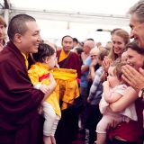 Traditional welcome ceremony for Thaye Dorje, His Holiness the 17th Gyalwa Karmapa, and Thugseyla at the Europe Center in Germany. Photo / Tokpa Korlo