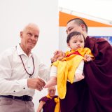 Traditional welcome ceremony for Thaye Dorje, His Holiness the 17th Gyalwa Karmapa, and Thugseyla at the Europe Center in Germany. Photo / Tokpa Korlo