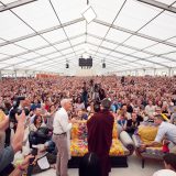 Traditional welcome ceremony for Thaye Dorje, His Holiness the 17th Gyalwa Karmapa, and Thugseyla at the Europe Center in Germany. Photo / Tokpa Korlo