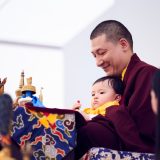 Traditional welcome ceremony for Thaye Dorje, His Holiness the 17th Gyalwa Karmapa, and Thugseyla at the Europe Center in Germany. Photo / Tokpa Korlo