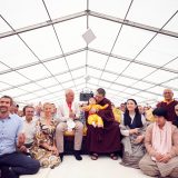 Traditional welcome ceremony for Thaye Dorje, His Holiness the 17th Gyalwa Karmapa, and Thugseyla at the Europe Center in Germany. Photo / Tokpa Korlo