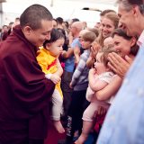 Traditional welcome ceremony for Thaye Dorje, His Holiness the 17th Gyalwa Karmapa, and Thugseyla at the Europe Center in Germany. Photo / Tokpa Korlo