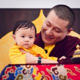 Traditional welcome ceremony for Thaye Dorje, His Holiness the 17th Gyalwa Karmapa, and Thugseyla at the Europe Center in Germany. Photo / Tokpa Korlo