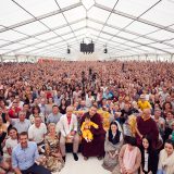 Traditional welcome ceremony for Thaye Dorje, His Holiness the 17th Gyalwa Karmapa, and Thugseyla at the Europe Center in Germany. Photo / Tokpa Korlo