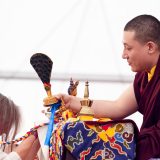 Traditional welcome ceremony for Thaye Dorje, His Holiness the 17th Gyalwa Karmapa, and Thugseyla at the Europe Center in Germany. Photo / Tokpa Korlo