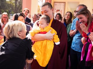 Thugsey is greeted tenderly by students from around the world