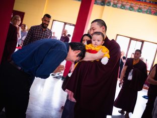 Thugsey and Karmapa are greeted with great affection by students from around the world who gathered for the annual Karmapa Public Course at KIBI