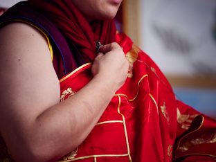 Thaye Dorje, His Holiness the 17th Gyalwa Karmapa, gives a Chenresig empowerment at Karma Temple, Bodh Gaya, India, December 2019. Photo / Tokpa Korlo