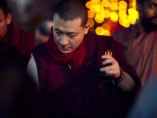 Thaye Dorje, His Holiness the 17th Gyalwa Karmapa, gives a Chenresig empowerment at Karma Temple, Bodh Gaya, India, December 2019. Photo / Tokpa Korlo