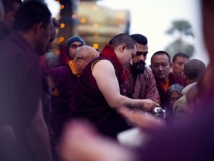 Thaye Dorje, His Holiness the 17th Gyalwa Karmapa, gives a Chenresig empowerment at Karma Temple, Bodh Gaya, India, December 2019. Photo / Tokpa Korlo