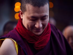 Thaye Dorje, His Holiness the 17th Gyalwa Karmapa, gives a Chenresig empowerment at Karma Temple, Bodh Gaya, India, December 2019. Photo / Tokpa Korlo