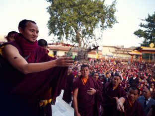 Thaye Dorje, His Holiness the 17th Gyalwa Karmapa, gives a Chenresig empowerment at Karma Temple, Bodh Gaya, India, December 2019. Photo / Tokpa Korlo