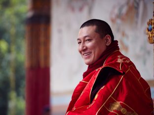 Thaye Dorje, His Holiness the 17th Gyalwa Karmapa, gives a Chenresig empowerment at Karma Temple, Bodh Gaya, India, December 2019. Photo / Tokpa Korlo