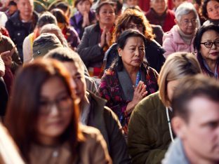 Thaye Dorje, His Holiness the 17th Gyalwa Karmapa, gives a Chenresig empowerment at Karma Temple, Bodh Gaya, India, December 2019. Photo / Tokpa Korlo