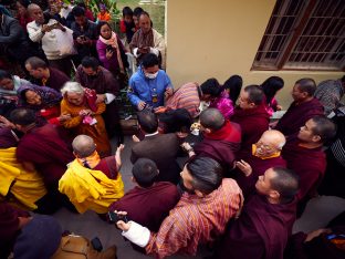 Thaye Dorje, His Holiness the 17th Gyalwa Karmapa, gives a Chenresig empowerment at Karma Temple, Bodh Gaya, India, December 2019. Photo / Tokpa Korlo