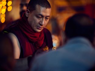 Thaye Dorje, His Holiness the 17th Gyalwa Karmapa, gives a Chenresig empowerment at Karma Temple, Bodh Gaya, India, December 2019. Photo / Tokpa Korlo