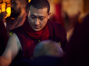 Thaye Dorje, His Holiness the 17th Gyalwa Karmapa, gives a Chenresig empowerment at Karma Temple, Bodh Gaya, India, December 2019. Photo / Tokpa Korlo