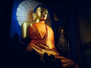 Thaye Dorje, His Holiness the 17th Gyalwa Karmapa, presides over a fire puja at His Eminence Beru Khyentse Rinpoche's guest house, India, December 2019. Photo / Tokpa Korlo