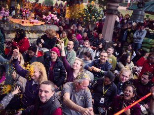 Thaye Dorje, His Holiness the 17th Gyalwa Karmapa, presides over aspiration prayers on the final day of the 2019 Kagyu Monlam, Bodh Gaya, India. Photo / Tokpa Korlo