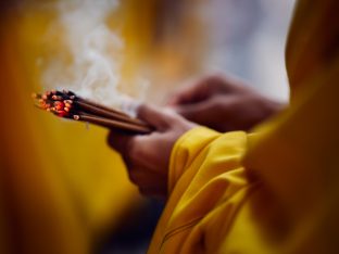 Thaye Dorje, His Holiness the 17th Gyalwa Karmapa, presides over aspiration prayers on the final day of the 2019 Kagyu Monlam, Bodh Gaya, India. Photo / Tokpa Korlo