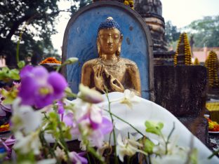 Thaye Dorje, His Holiness the 17th Gyalwa Karmapa, presides over aspiration prayers on the final day of the 2019 Kagyu Monlam, Bodh Gaya, India. Photo / Tokpa Korlo