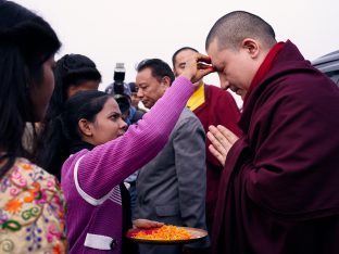 Thaye Dorje, His Holiness the 17th Gyalwa Karmapa, visits the Bodhi Tree School in Bodh Gaya, India, in December 2019 (Photo/Tokpa Korlo)