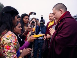 Thaye Dorje, His Holiness the 17th Gyalwa Karmapa, visits the Bodhi Tree School in Bodh Gaya, India, in December 2019 (Photo/Tokpa Korlo)