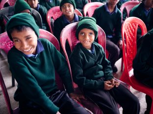 Thaye Dorje, His Holiness the 17th Gyalwa Karmapa, visits the Bodhi Tree School in Bodh Gaya, India, in December 2019 (Photo/Tokpa Korlo)