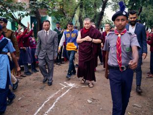 Thaye Dorje, His Holiness the 17th Gyalwa Karmapa, visits the Bodhi Tree School in Bodh Gaya, India, in December 2019 (Photo/Tokpa Korlo)