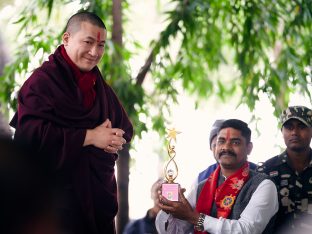 Thaye Dorje, His Holiness the 17th Gyalwa Karmapa, visits the Bodhi Tree School in Bodh Gaya, India, in December 2019 (Photo/Tokpa Korlo)