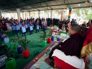 Thaye Dorje, His Holiness the 17th Gyalwa Karmapa, visits the Bodhi Tree School in Bodh Gaya, India, in December 2019 (Photo/Tokpa Korlo)