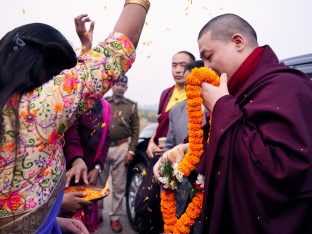 Thaye Dorje, His Holiness the 17th Gyalwa Karmapa, visits the Bodhi Tree School in Bodh Gaya, India, in December 2019 (Photo/Tokpa Korlo)