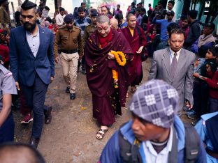 Thaye Dorje, His Holiness the 17th Gyalwa Karmapa, visits the Bodhi Tree School in Bodh Gaya, India, in December 2019 (Photo/Tokpa Korlo)
