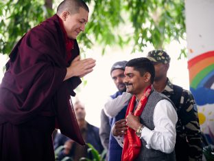 Thaye Dorje, His Holiness the 17th Gyalwa Karmapa, visits the Bodhi Tree School in Bodh Gaya, India, in December 2019 (Photo/Tokpa Korlo)