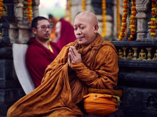 Thaye Dorje, His Holiness the 17th Gyalwa Karmapa, presides over prayers on the opening day of the Kagyu Monlam in Bodh Gaya, India, in December 2019 (Photo/Tokpa Korlo)